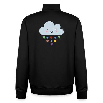 Mignons nuages en forme de cœurs arc-en-ciel Kawaii Happy Mood Design - Sweat zippé unisexe en coton bio Stanley/Stella - noir - Dos - AI Model Male 185 light (185cm)