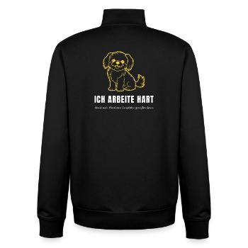 Ich arbeite hart für meinen Hund - Lustiges Büro H - Unisex Organic Zip Sweatshirt von Stanley/Stella - Schwarz - Hinten - AI Model Male 185 light (185cm)