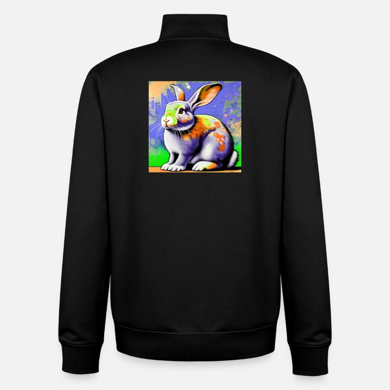 rabbit - Unisex Organic Zip Sweatshirt by Stanley/Stella - black