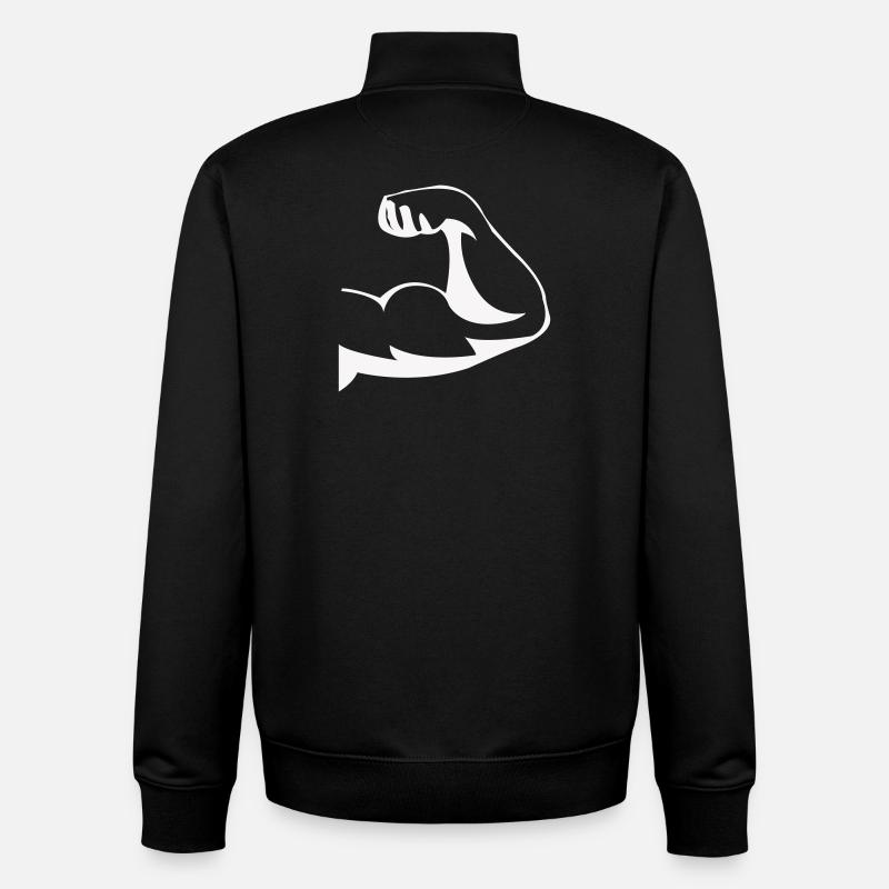 Silhouette puissante des biceps - Sweat zippé unisexe en coton bio Stanley/Stella - noir
