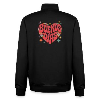 Groovy Buenos Dias Retro Heart - Unisex Organic Zip Sweatshirt by Stanley/Stella - black - Back - AI Model Male 185 light (185cm)