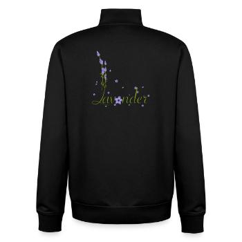calligraphie délicate de lavande avec des fleurs de lavande - Sweat zippé unisexe en coton bio Stanley/Stella - noir - Dos - AI Model Male 185 light (185cm)