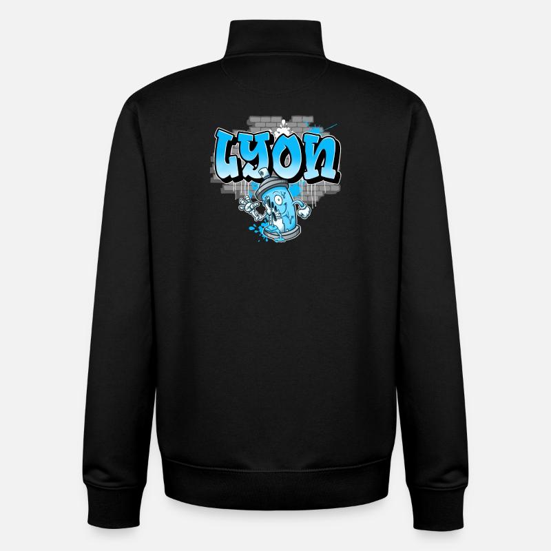 Lyon Graffiti - Sweat zippé unisexe en coton bio Stanley/Stella - noir