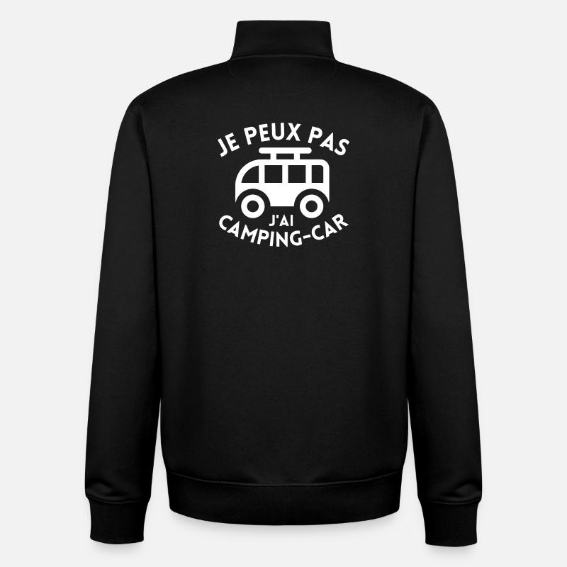 camping, car-camping - Sweat zippé unisexe en coton bio Stanley/Stella - noir
