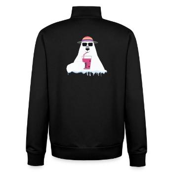 Global Warming Bear | Arctic Ecology Satire  - Unisex Organic Zip Sweatshirt by Stanley/Stella - black - Back - AI Model Male 185 light (185cm)