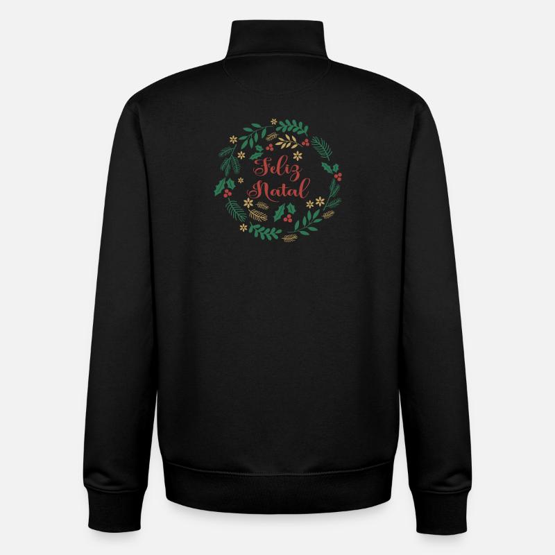 Feliz Natal Joyeux Noël Joyeux Noël - Sweat zippé unisexe en coton bio Stanley/Stella - noir