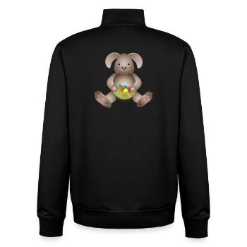 kleiner Osterhase mit Osternest voller Ostereier - Unisex Organic Zip Sweatshirt von Stanley/Stella - Schwarz - Hinten - AI Model Male 185 light (185cm)