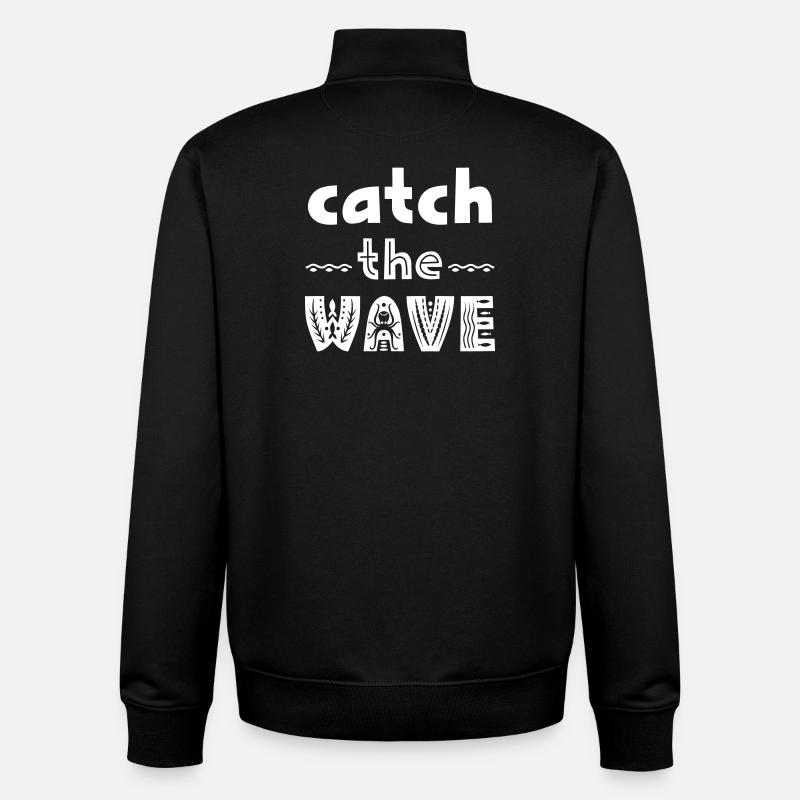 Dictons pour les surfeurs - Sweat zippé unisexe en coton bio Stanley/Stella - noir