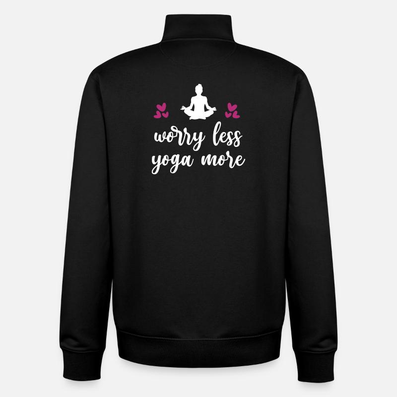 Inquiétez-vous moins Yoga Plus - Sweat zippé unisexe en coton bio Stanley/Stella - noir