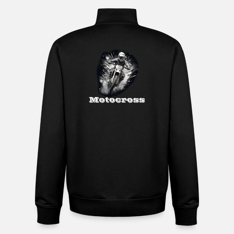 Motocross blanc - Sweat zippé unisexe en coton bio Stanley/Stella - noir