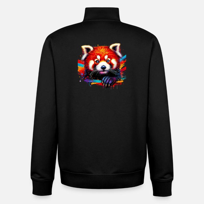 Red panda - Unisex Organic Zip Sweatshirt by Stanley/Stella - black