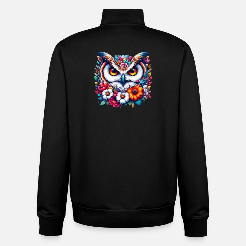 Eule mit Blumen geschmückt - Unisex Organic Zip Sweatshirt von Stanley/Stella - Schwarz