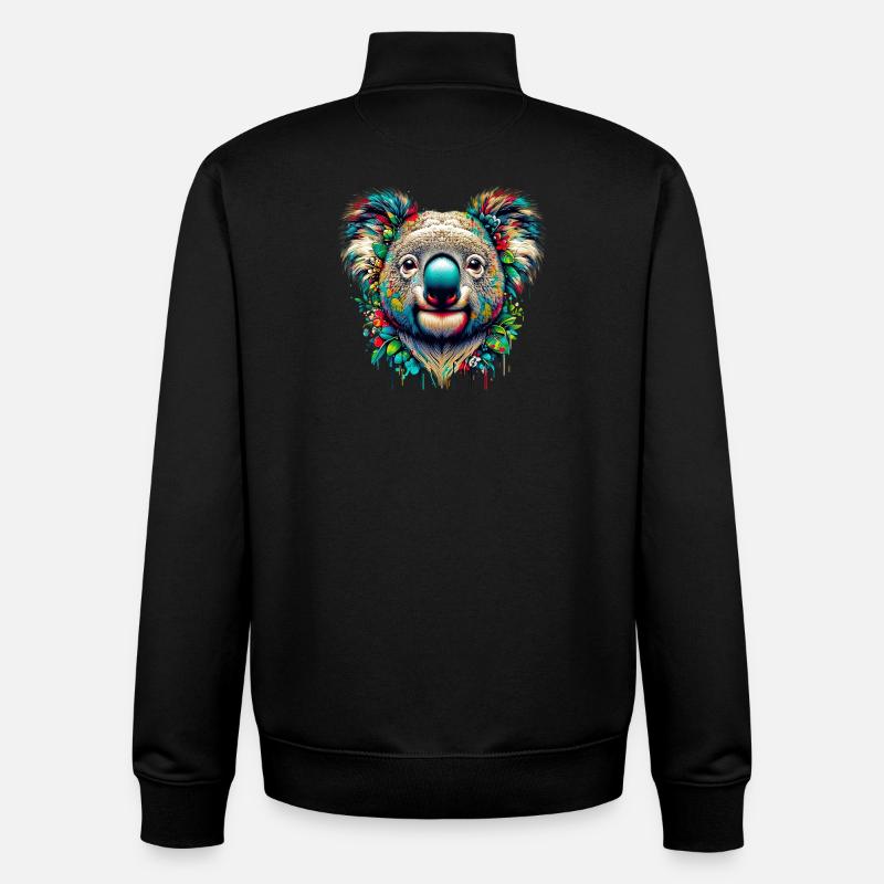 Koala - Sweat zippé unisexe en coton bio Stanley/Stella - noir