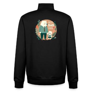 Meilleur père de tous les temps. Fête des pères - Sweat zippé unisexe en coton bio Stanley/Stella - noir - Dos - AI Model Male 185 light (185cm)