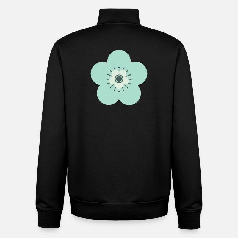 Mintgrün & Blaue Blume - Unisex Organic Zip Sweatshirt von Stanley/Stella - Schwarz