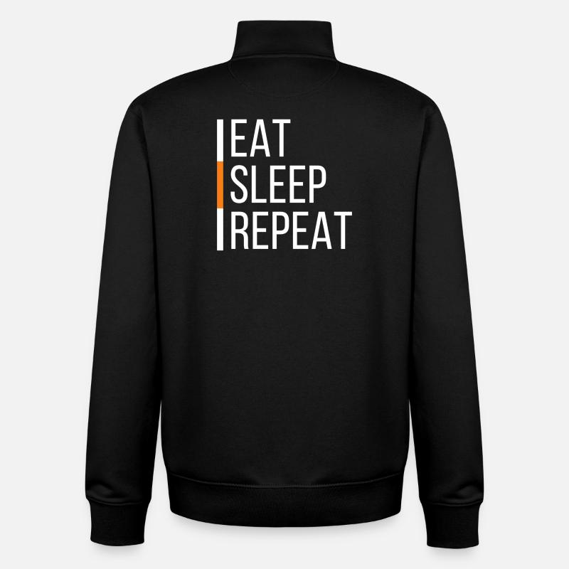 EAT SLEEP REPEAT - Sweat zippé unisexe en coton bio Stanley/Stella - noir