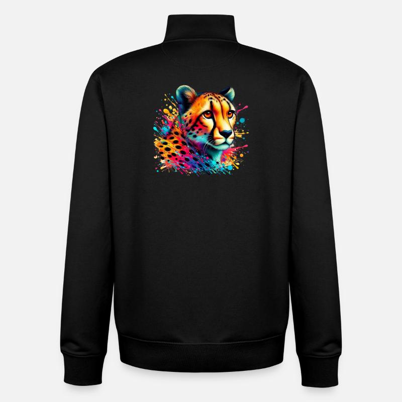 Guépard - Sweat zippé unisexe en coton bio Stanley/Stella - noir