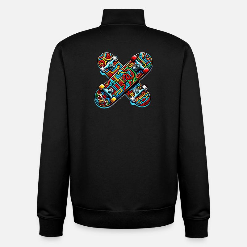 Skateboard - Unisex Organic Zip Sweatshirt von Stanley/Stella - Schwarz