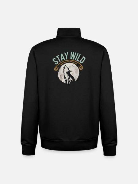 Stay Wild Wolf T-Shirt - Unisex Organic Zip Sweatshirt by Stanley/Stella - black