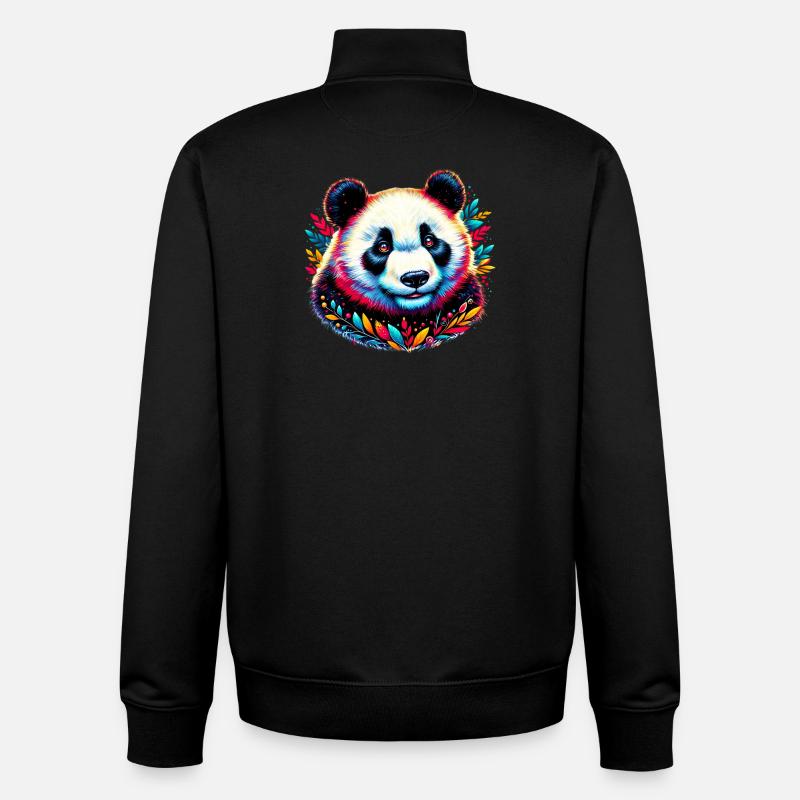 Panda - Sweat zippé unisexe en coton bio Stanley/Stella - noir