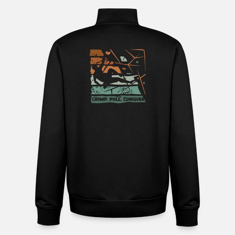 Bouldern – Crimp. Pull. Conquer. - Unisex Organic Zip Sweatshirt von Stanley/Stella - Schwarz