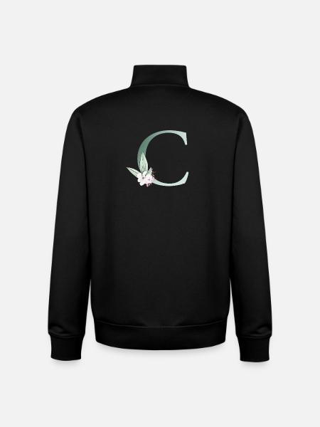 C Monogram, Floral, Customizable - Unisex Organic Zip Sweatshirt by Stanley/Stella - black