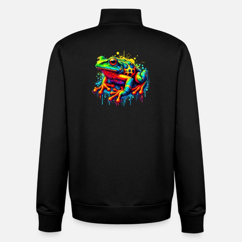 Grenouille - Sweat zippé unisexe en coton bio Stanley/Stella - noir