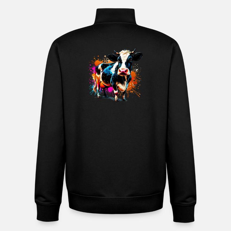 Vache - Sweat zippé unisexe en coton bio Stanley/Stella - noir