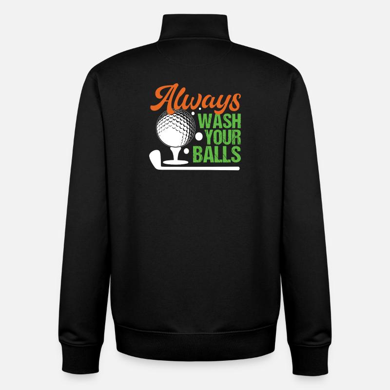 Golf - Lavez toujours vos balles - Sweat zippé unisexe en coton bio Stanley/Stella - noir