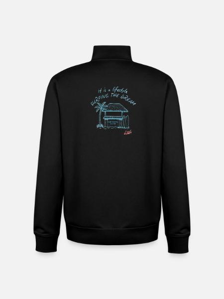 Surfing Tiki House on Beach - Unisex Organic Zip Sweatshirt by Stanley/Stella - black