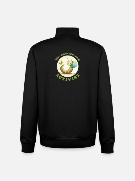 Earthworm defending the Earth - Unisex Organic Zip Sweatshirt by Stanley/Stella - black