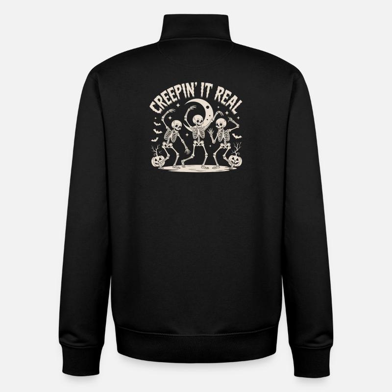 Creepin’ It Real Skeleton Dance - Unisex Organic Zip Sweatshirt by Stanley/Stella - black