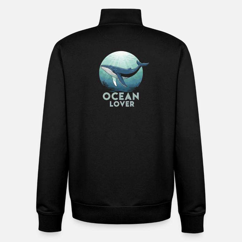 Diving Whale - Ocean Lover - Unisex Organic Zip Sweatshirt by Stanley/Stella - black