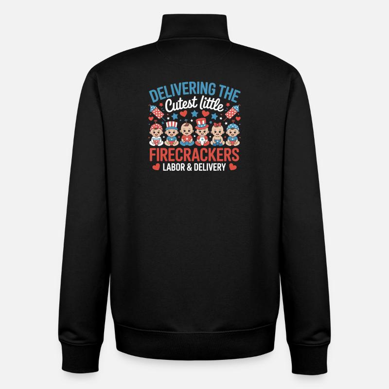  Labor & Delivery Firecrackers Independence Day - Unisex Organic Zip Sweatshirt von Stanley/Stella - Schwarz