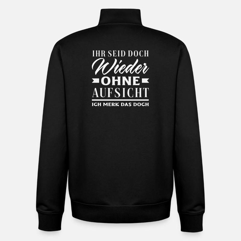 Again without supervision – sarcasm - Unisex Organic Zip Sweatshirt by Stanley/Stella - black