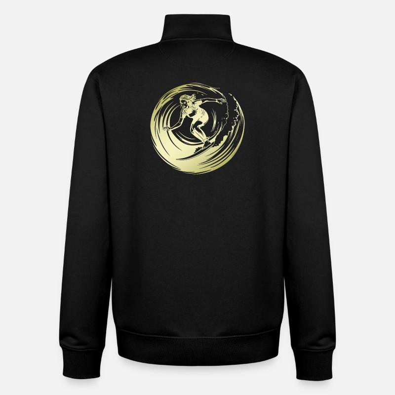 Surfer Silhouette Surfing - Unisex Organic Zip Sweatshirt von Stanley/Stella - Schwarz