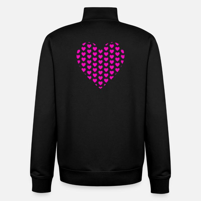 Heart Hearts Patch Pattern - Unisex Organic Zip Sweatshirt by Stanley/Stella - black