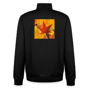 Feuilles d’automne - Sweat zippé unisexe en coton bio Stanley/Stella - noir - Dos - AI Model Male 185 light (185cm)