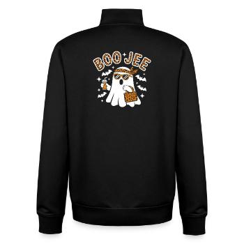 Fantôme léopard Halloween chic - Sweat zippé unisexe en coton bio Stanley/Stella - noir - Dos - AI Model Male 185 light (185cm)