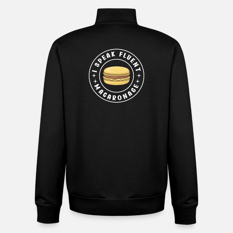 Macaron Desserts Français - Sweat zippé unisexe en coton bio Stanley/Stella - noir