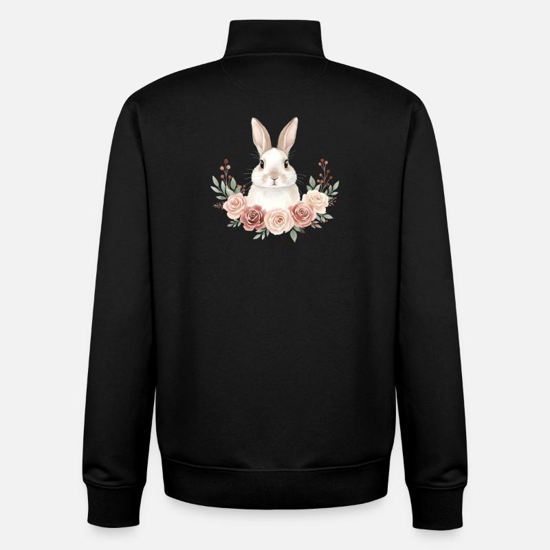 Lapin - Sweat zippé unisexe en coton bio Stanley/Stella - noir