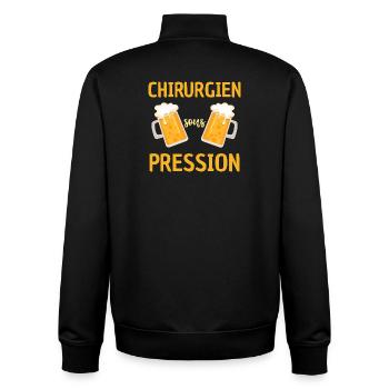 Chirurgien Sous Pression Design Drôle Bière - Sweat zippé unisexe en coton bio Stanley/Stella - noir - Dos - AI Model Male 185 light (185cm)