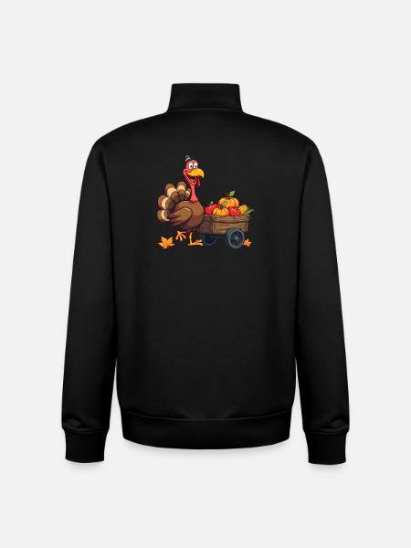 Thanksgiving Funny Thanksgiving Turkey - Unisex Organic Zip Sweatshirt by Stanley/Stella - black
