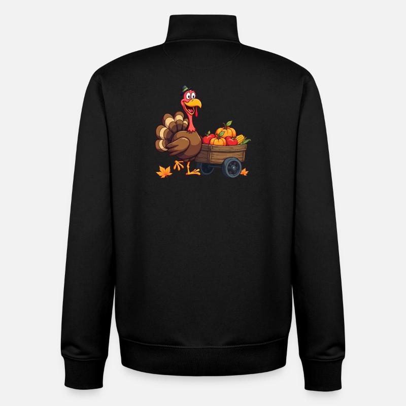 Thanksgiving Drôle Dinde de Thanksgiving - Sweat zippé unisexe en coton bio Stanley/Stella - noir