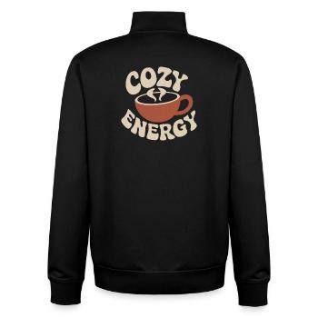 Cozy Energy – Tasse à café vintage - Sweat zippé unisexe en coton bio Stanley/Stella - noir - Dos - AI Model Male 185 light (185cm)