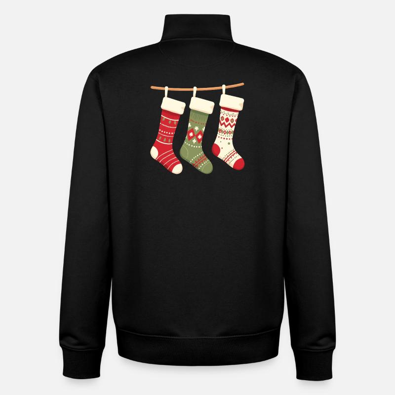 Drei Strümpfe Weihnachtsmuster - Unisex Organic Zip Sweatshirt von Stanley/Stella - Schwarz
