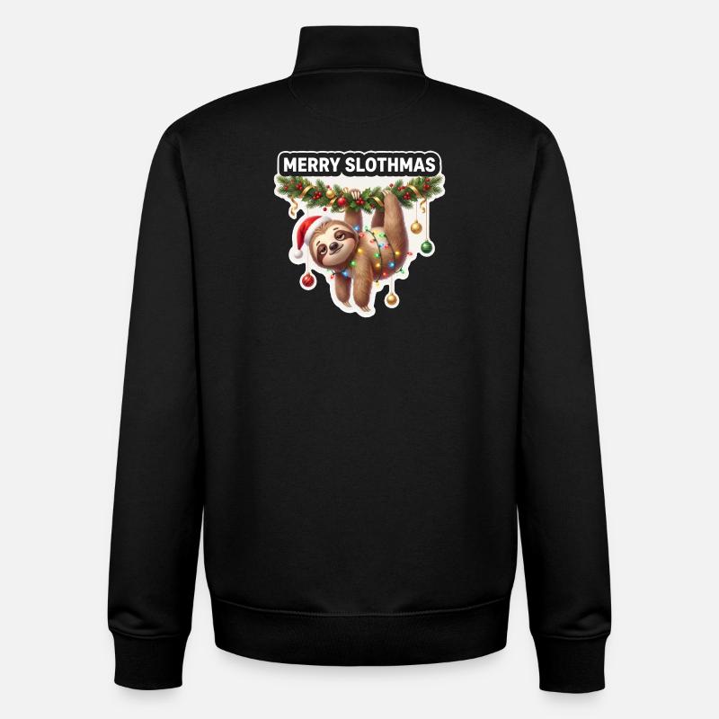 Frohe Slothmas Lichterkette - Unisex Organic Zip Sweatshirt von Stanley/Stella - Schwarz