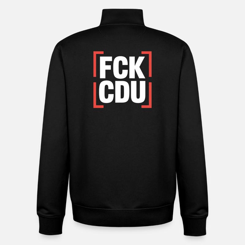 FCK CDU - Logo anti-CDU/CSU - Sweat zippé unisexe en coton bio Stanley/Stella - noir