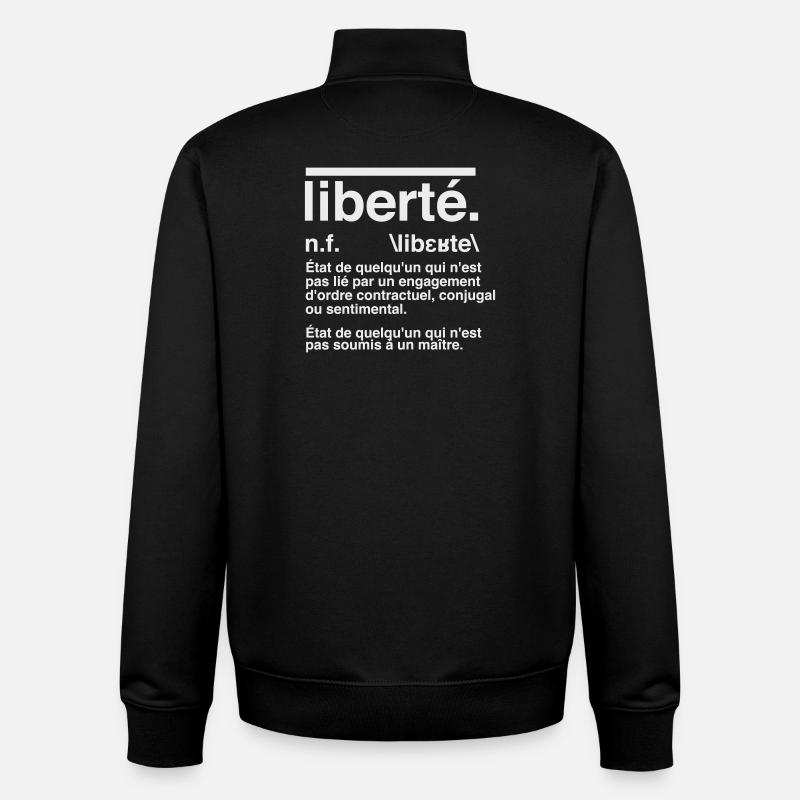 Liberté Définition Style Dictionnaire  - Sweat zippé unisexe en coton bio Stanley/Stella - noir