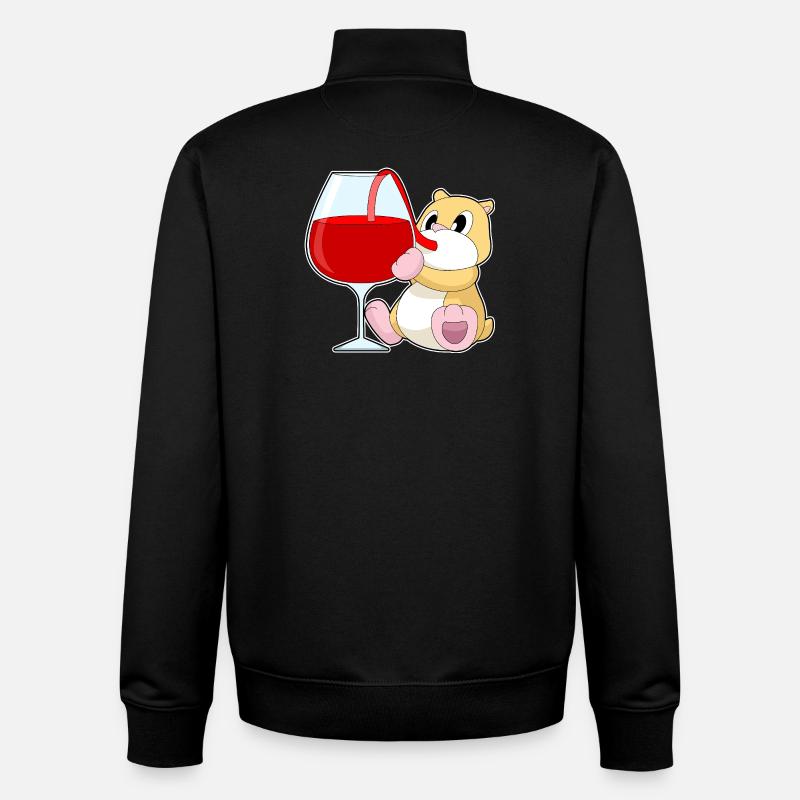 Vin rouge de hamster - Sweat zippé unisexe en coton bio Stanley/Stella - noir